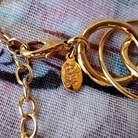 Joan Rivers Gold Tone Double Circles LING Chain Necklace NWOT Layering Signed - Picture 6 of 8